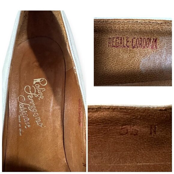 Vintage Rosina Ferragamo Schiavone Heeled Loafer Pumps,  Size 5.5, White Yellow - Picture 6 of 10